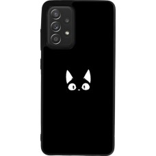 Samsung Galaxy A52 Case Hülle - Silikon schwarz Funny cat on black