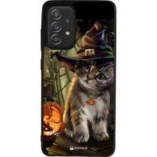 Samsung Galaxy A52 Case Hülle - Silikon schwarz Halloween 21 Witch cat