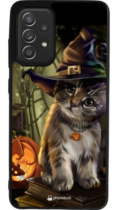 Samsung Galaxy A52 Case Hülle - Silikon schwarz Halloween 21 Witch cat