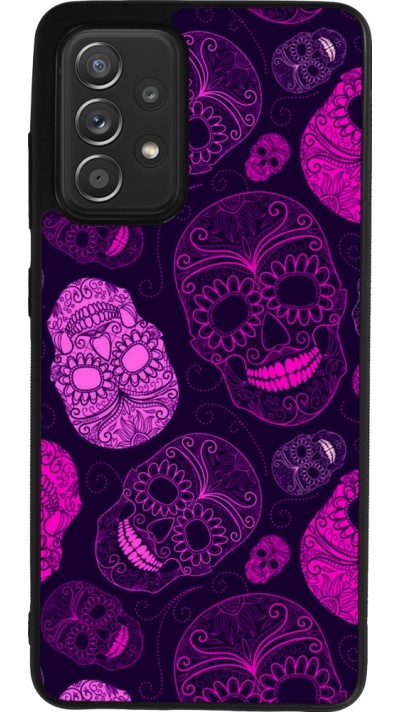 Coque Samsung Galaxy A52 - Silicone rigide noir Halloween 2023 pink skulls