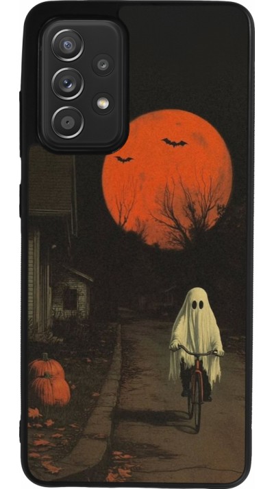 Samsung Galaxy A52 Case Hülle - Silikon schwarz Halloween 2025 Ghost on a bicycle