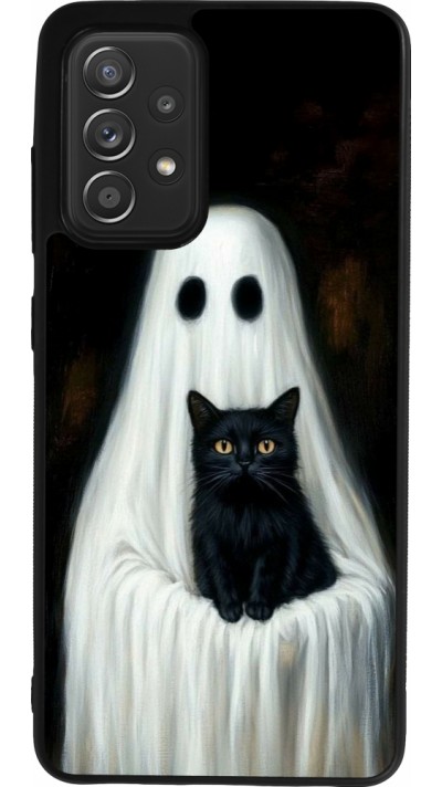 Samsung Galaxy A52 Case Hülle - Silikon schwarz Halloween 2025 Ghost with black cat