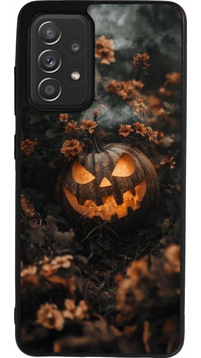 Samsung Galaxy A52 Case Hülle - Silikon schwarz Halloween 2025 Pumpkin with flowers