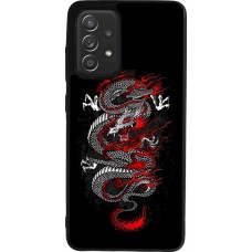 Coque Samsung Galaxy A52 - Silicone rigide noir Japanese style Dragon Tattoo Red Black