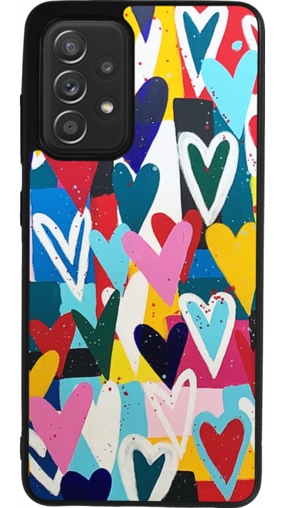 Samsung Galaxy A52 Case Hülle - Silikon schwarz Joyful Hearts