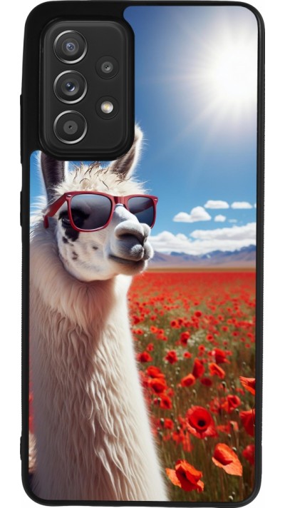 Samsung Galaxy A52 Case Hülle - Silikon schwarz Lama Chic in Mohnblume