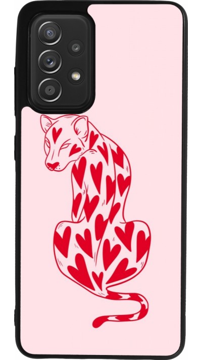 Samsung Galaxy A52 Case Hülle - Silikon schwarz Leopard with hearts 2026