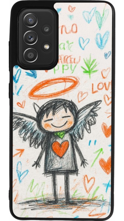 Coque Samsung Galaxy A52 - Silicone rigide noir Little Angel Sketch Love