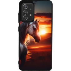 Coque Samsung Galaxy A52 - Silicone rigide noir Majestic Sunset Horse