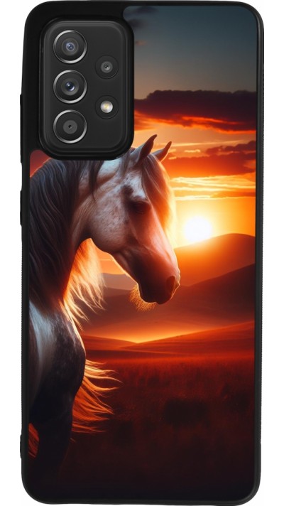 Coque Samsung Galaxy A52 - Silicone rigide noir Majestic Sunset Horse