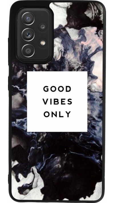 Coque Samsung Galaxy A52 - Silicone rigide noir Marble Good Vibes Only