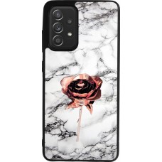 Coque Samsung Galaxy A52 - Silicone rigide noir Marble Rose Gold