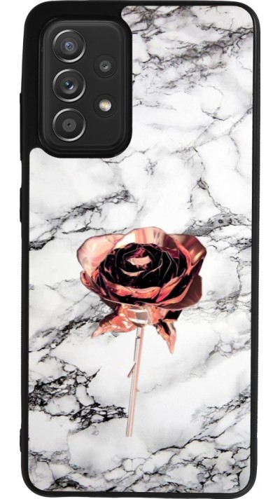 Coque Samsung Galaxy A52 - Silicone rigide noir Marble Rose Gold