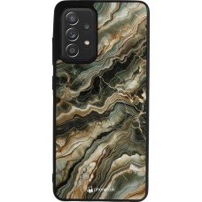 Coque Samsung Galaxy A52 - Silicone rigide noir Marbre Olive