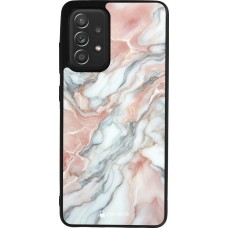 Samsung Galaxy A52 Case Hülle - Silikon schwarz Rosa Leuchtender Marmor