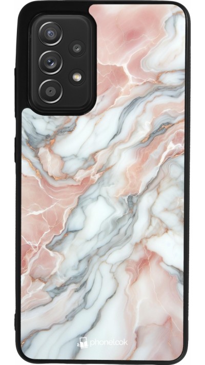 Samsung Galaxy A52 Case Hülle - Silikon schwarz Rosa Leuchtender Marmor