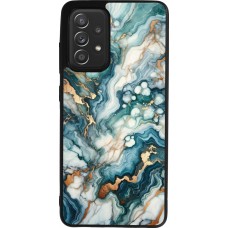Coque Samsung Galaxy A52 - Silicone rigide noir Marbre Vert Bleu Doré