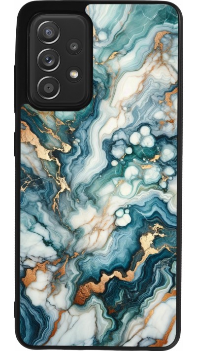 Coque Samsung Galaxy A52 - Silicone rigide noir Marbre Vert Bleu Doré