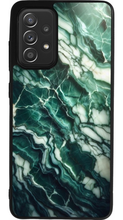 Coque Samsung Galaxy A52 - Silicone rigide noir Marbre vert majestueux
