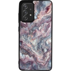 Coque Samsung Galaxy A52 - Silicone rigide noir Marbre violette argentée