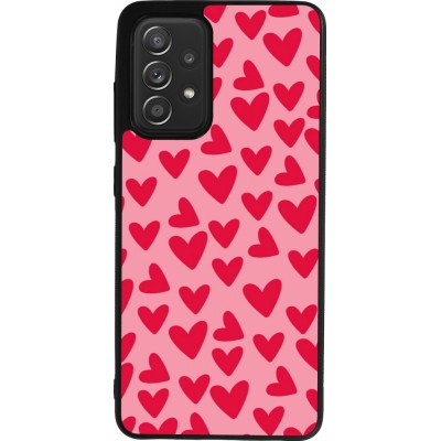 Coque Samsung Galaxy A52 - Silicone rigide noir Mom 2024 petits coeurs