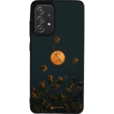 Coque Samsung Galaxy A52 - Silicone rigide noir Moon Flowers