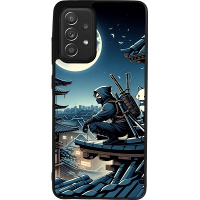Samsung Galaxy A52 Case Hülle - Silikon schwarz Ninja unter dem Mond