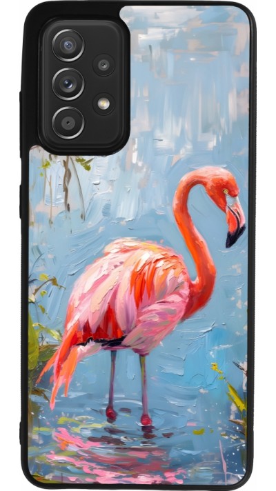 Samsung Galaxy A52 Case Hülle - Silikon schwarz Paint Flamingo