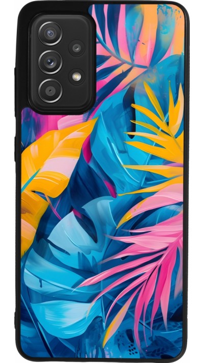 Samsung Galaxy A52 Case Hülle - Silikon schwarz Palms Blue