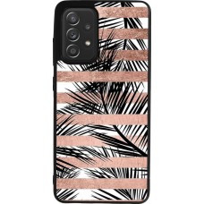 Samsung Galaxy A52 Case Hülle - Silikon schwarz Palm trees gold stripes