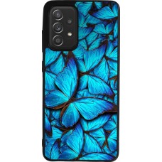 Coque Samsung Galaxy A52 - Silicone rigide noir Papillon bleu