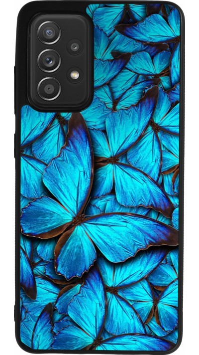 Samsung Galaxy A52 Case Hülle - Silikon schwarz Papillon bleu