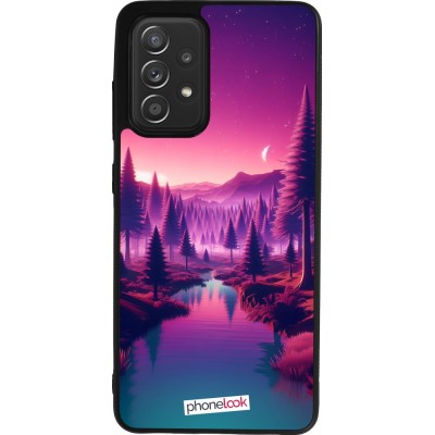 Samsung Galaxy A52 Case Hülle - Silikon schwarz Lila-rosa Landschaft