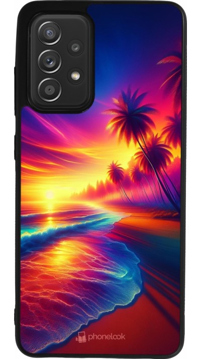 Samsung Galaxy A52 Case Hülle - Silikon schwarz Strand Sonnenuntergang auffällig