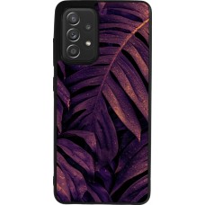 Samsung Galaxy A52 Case Hülle - Silikon schwarz Purple Light Leaves