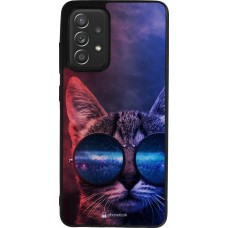Coque Samsung Galaxy A52 - Silicone rigide noir Red Blue Cat Glasses