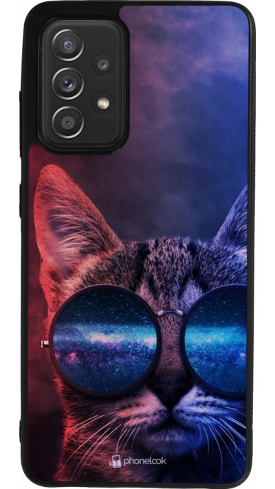 Coque Samsung Galaxy A52 - Silicone rigide noir Red Blue Cat Glasses