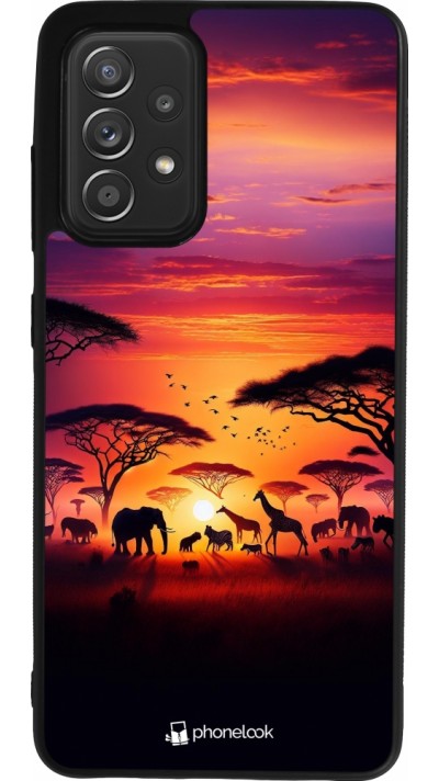 Coque Samsung Galaxy A52 - Silicone rigide noir Safari sunset wildlife