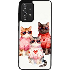 Coque Samsung Galaxy A52 - Silicone rigide noir Saint Valentines Day 26 Cat Love