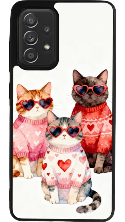 Samsung Galaxy A52 Case Hülle - Silikon schwarz Saint Valentines Day 26 Cat Love