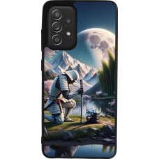 Coque Samsung Galaxy A52 - Silicone rigide noir Samurai Katana Lune