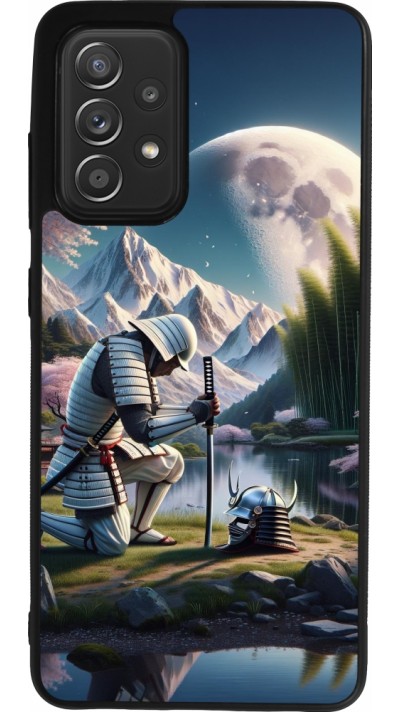 Samsung Galaxy A52 Case Hülle - Silikon schwarz Samurai Katana Mond