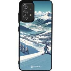 Coque Samsung Galaxy A52 - Silicone rigide noir Snowboarder Montagne