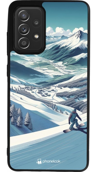 Samsung Galaxy A52 Case Hülle - Silikon schwarz Snowboarder Berg