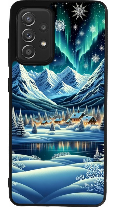 Coque Samsung Galaxy A52 - Silicone rigide noir Snowy Mountain Village Lake night