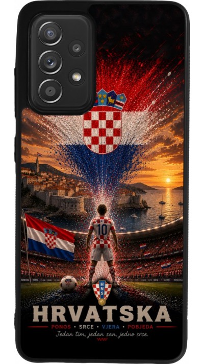 Samsung Galaxy A52 Case Hülle - Silikon schwarz Fussball Kroatien splash 2026