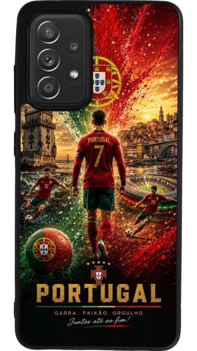 Samsung Galaxy A52 Case Hülle - Silikon schwarz Fussball Portugal splash 2026