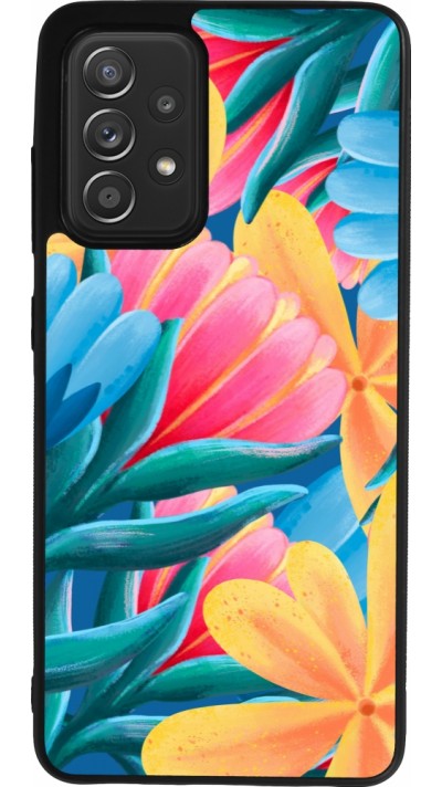 Samsung Galaxy A52 Case Hülle - Silikon schwarz Spring 23 colorful flowers