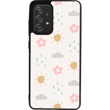 Coque Samsung Galaxy A52 - Silicone rigide noir Spring 23 weather