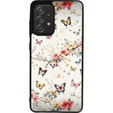 Coque Samsung Galaxy A52 - Silicone rigide noir Spring 25 Papillons Légers
